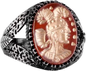 Şaman Yüzüğü - Gerçek Doğal Akik Taşı Yüzüğü - 925 Ayar Gümüş Yüzük - Manitou Şefi Yüzüğü - Görsel 1