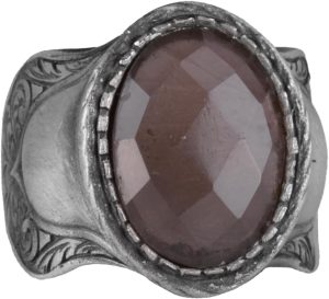 Doğal Taş Yüzük (Dumanlı Kuvars), 925 Ayar Gümüş Yüzük