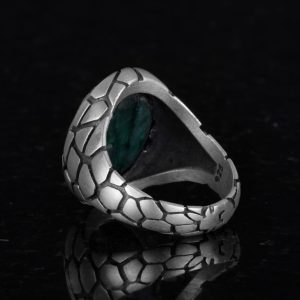 Erkekler için Lüks 925 Ayar Gümüş Yapay Taş Yüzükler - Çeşitli Koleksiyon (Zümrüt Yapay Taş) - Görsel 5