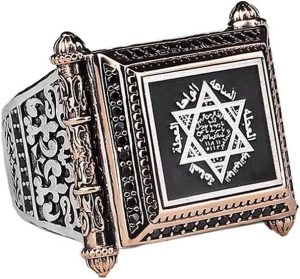 Erkek Oniks Taş Yüzük, Davud Yıldızı Tasarımı, 925 Ayar Gümüş El Yapımı Vintage Tarzı, Şifa Kristali Takı