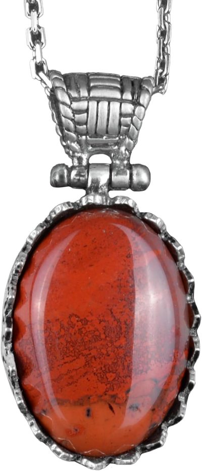 Gerçek Doğal Taş Kolye - 925K Gümüş Kolye (Kırmızı Kan Taşı) - Görsel 1