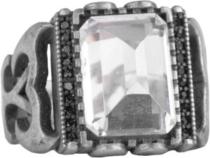 Sterling Gümüş Erkek Yüzük Doğal Kristal Taş Dikdörtgen Şekilli Erkek Yüzük - Görsel 1