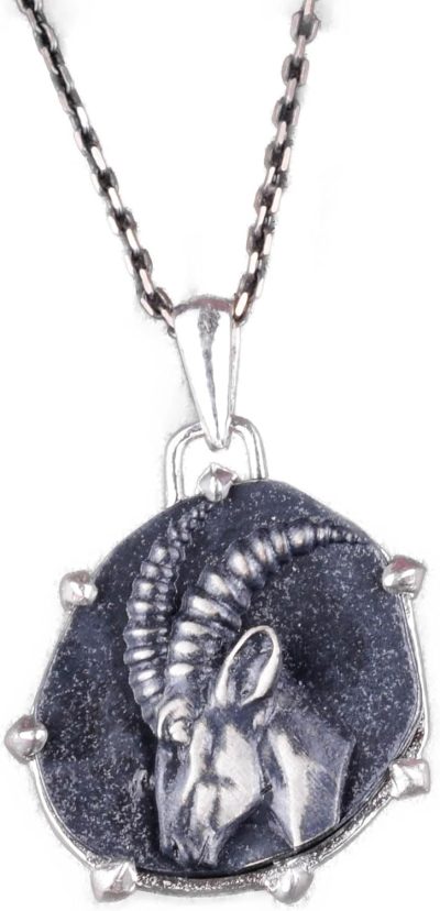 925 Ayar Gümüş Tasarım Kolye Ucu - Burç Kolyeleri - El Yapımı Kolye (Oğlak) - Görsel 1