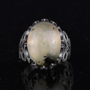 925 Ayar Gümüş Erkek Yüzük - Doğal Taş Seçeneği ile El Yapımı Tasarım (Prehnite Jade) - Görsel 4