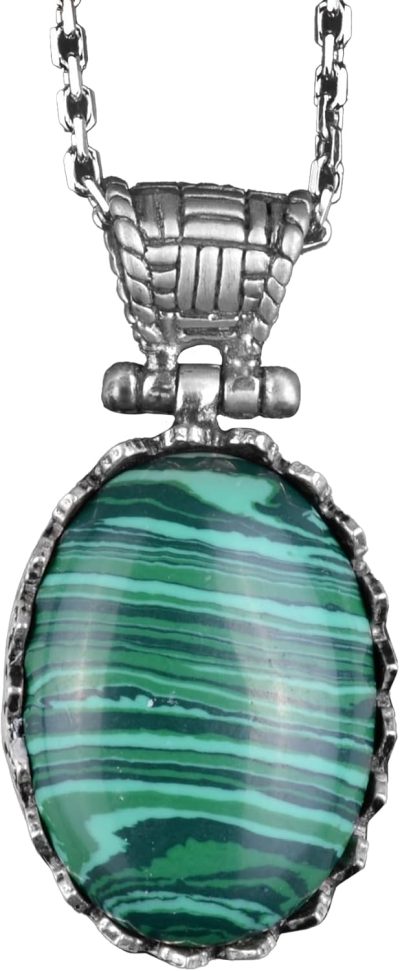 Gerçek Doğal Taş Kolye - 925 Ayar Gümüş Kolye (Malakit) - Görsel 1