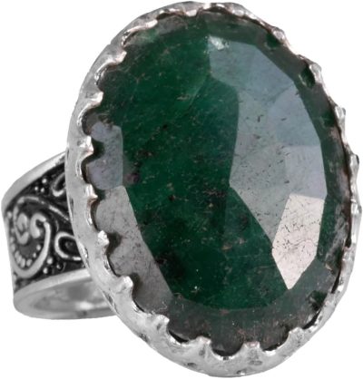 925 Ayar Gümüş Erkek Yüzük, Gerçek Doğal Zümrüt Taşlı Yüzük - Görsel 1