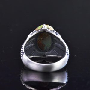 Gerçek Doğal Arizona Turkuaz Taşlı Pençe Yüzük, 925 Ayar Gümüş Yüzük, Vintage İfadesel Yüzük, Şifa Kristali Takı - Görsel 9