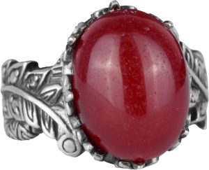 Gerçek Doğal Cabochon Yakut Taşlı Gümüş Kadın Yüzük, Vintage Bohem Tasarım - Görsel 1