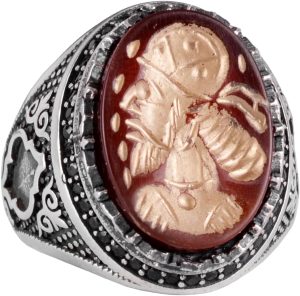 Doğal Agat Taşlı Şaman Yüzüğü - Gümüş Takı - Oymalı Taş Yüzük - 925 Ayar Gümüş Erkek Yüzüğü - Görsel 1