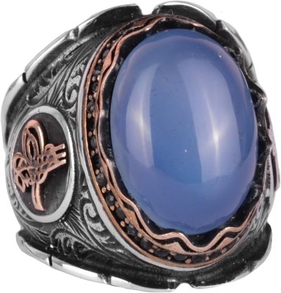 925 Ayar Katı Gümüş Erkek Yüzük, Sedef Taşlı Gümüş Yüzük, Osmanlı Tuğra Yüzüğü, El Yapımı Zarafet