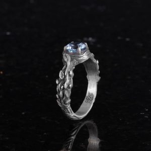 Gerçek Doğal Mavi Topaz Taşlı Yüzük - 925 Ayar Gümüş Yüzük Kadınlar İçin - Görsel 6