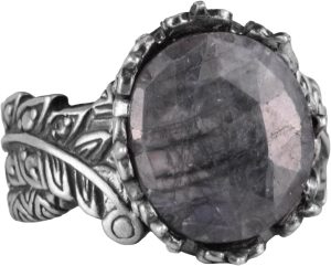 Gerçek Doğal Taş Yüzük - El Yapımı 925 Ayar Gümüş Takı (Gri Safir)