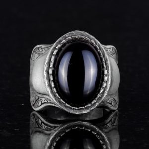 Doğal Taş Yüzük, 925 Ayar Gümüş Yüzük, (Oniks) - Görsel 4