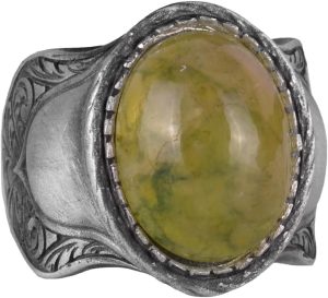 Doğal Taş Yüzük, 925 Ayar Gümüş Yüzük, Prehnit