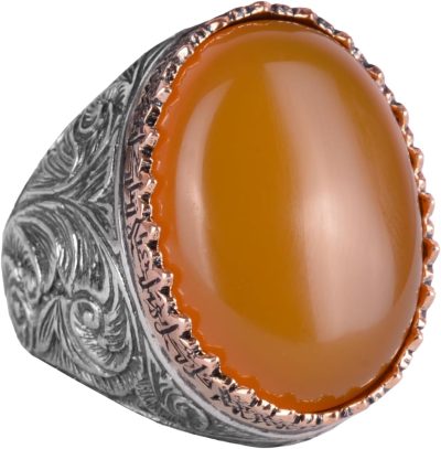 Gümüş Sultan Doğal Akik Yüzük, 925 Ayar Gümüş Yüzük, Taşlı Yüzük, Büyük Yüzük - Görsel 1