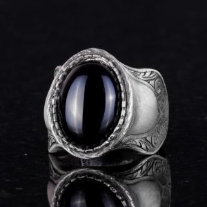 Doğal Taş Yüzük, 925 Ayar Gümüş Yüzük, (Oniks) - Görsel 5