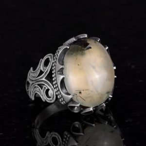 925 Ayar Gümüş Erkek Yüzük - Doğal Taş Seçeneği ile El Yapımı Tasarım (Prehnite Jade) - Görsel 5