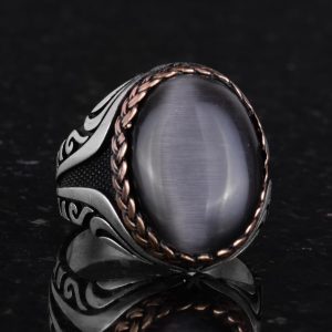 925 Ayar Gümüş Yüzük - Yapay Taş Gümüş Yüzük - El Yapımı Yüzük (Yapay siyah göz taşı) - Görsel 5