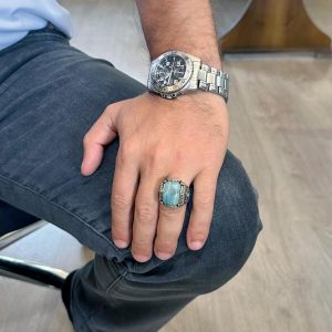 Gerçek Doğal Taş Yüzük - El Yapımı Yüzük - 925 Ayar Gümüş Yüzük (Akuamarin) - Görsel 3