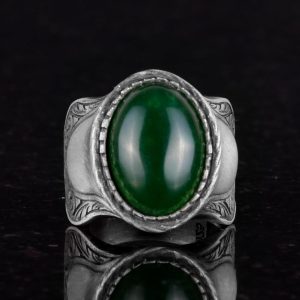 Doğal Taş Yüzük, 925 Ayar Gümüş Yüzük, (Jade) - Görsel 4