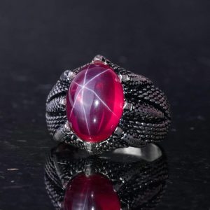 Gerçek Doğal Yıldız Yakutu Taşlı El Yapımı Gümüş Pençe Yüzük – Aslan İçin Güç ve Cesaret - Görsel 6