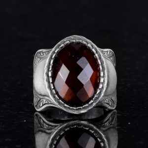 Doğal Taş Yüzük, 925 Ayar Gümüş Yüzük, Garnet - Görsel 4