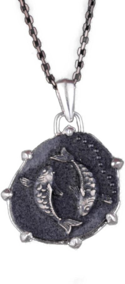 925 Ayar Gümüş Tasarım Kolye Ucu - Burç Kolyeleri - El Yapımı Kolye (Balık) - Görsel 1