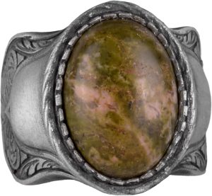 Doğal Taş Yüzük, 925 Ayar Sterling Gümüş Yüzük, Unakite