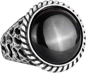 Gerçek Doğal Taş Yüzük - 925 Ayar Katı Gümüş Erkek Yüzüğü Oniks ile - Görsel 1