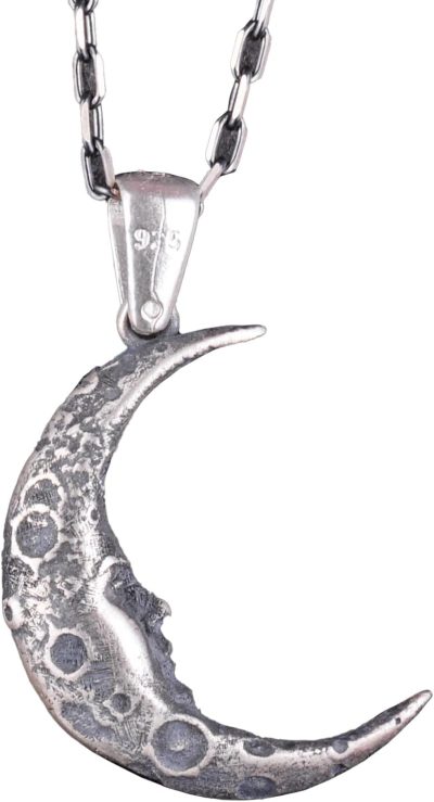 925 Ayar Gümüş Hilal Ay Kolye Ucu – Vintage Boho Lunar Takı