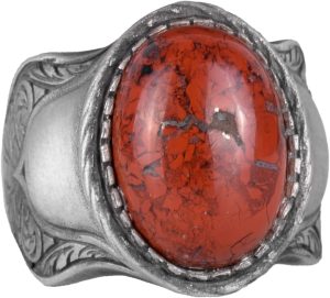 Doğal Taş Yüzük, 925 Ayar Gümüş Yüzük, (Kan Taşı)