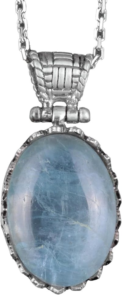 Gerçek Doğal Taş Kolye - 925 Ayar Gümüş Kolye (Akvamarin) - Görsel 1