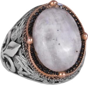 925 Ayar Gümüş El Yapımı Erkek Yüzük - Farklı Doğal Taşlarla Mevcut (Ateş Opali) - Görsel 1