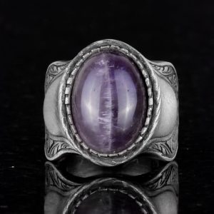 Doğal Taş Yüzük, 925 Ayar Gümüş Yüzük, Amethyst - Görsel 5