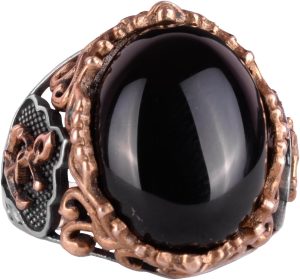 925 Ayar Katı Gümüş Yüzük, Denizci Tersanesi Yüzüğü, Gerçek Doğal Oniks Taşı Yüzüğü,