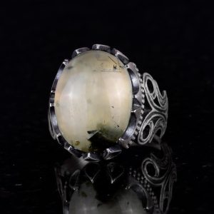 925 Ayar Gümüş Erkek Yüzük - Doğal Taş Seçeneği ile El Yapımı Tasarım (Prehnite Jade) - Görsel 6