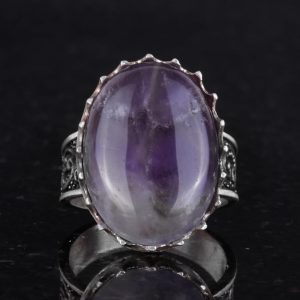 Gerçek Doğal Taş Yüzük - 925 Ayar Gümüş Büyük Yüzük - El Yapımı Yüzük (Ametist) - Görsel 4