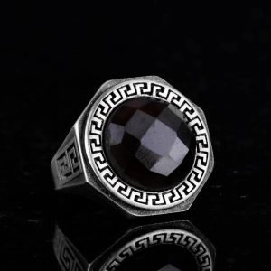 Doğal Taş Yüzük - 925 Ayar Saf Gümüş El Yapımı Erkek Yüzüğü (Dumanlı Kuvars) - Görsel 5