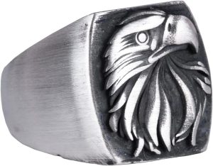 925 Ayar Katı Gümüş Yüzük, Kartal Yüzüğü, Erkekler için Hayvan Yüzüğü, Erkekler için İfadeli Yüzük - Görsel 1