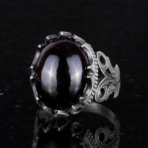 925 Ayar Sert Gümüş Erkek Yüzük - Doğal Taş Seçeneği ile El Yapımı Tasarım (Nar Çiçeği) - Görsel 4