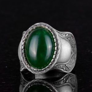 Doğal Taş Yüzük, 925 Ayar Gümüş Yüzük, (Jade) - Görsel 6