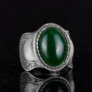 Doğal Taş Yüzük, 925 Ayar Gümüş Yüzük, (Jade) - Görsel 5