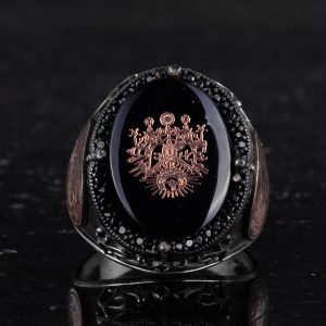 925 Ayar Gümüş El Yapımı Erkek Yüzük - Davut Yıldızı Yüzüğü (Osmanlı İmparatorluğu Arması) - Görsel 4