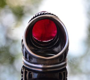 925 Ayar Gümüş Erkek Yüzük Doğal Yakut Taşı ile - Görsel 8