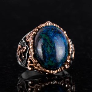 Denizci Çapa Yüzüğü, Doğal Azurit Taş Yüzüğü, 925 Ayar Sert Gümüş Erkek Yüzüğü, İçgörü ve Netlik Tasarımı - Görsel 5