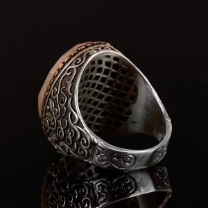 Gerçek Doğal Rutil Kuvars Taşı Erkek Yüzük, 925 Ayar Gümüş Yüzük, Altın Rutil Yüzük - Görsel 7