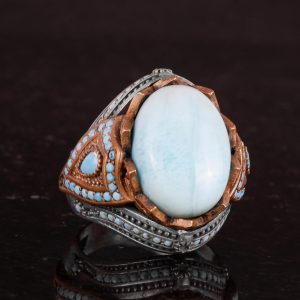 Gerçek Doğal Taş Yüzük - El Yapımı 925 Ayar Gümüş Yüzük (Larimar) - Görsel 5