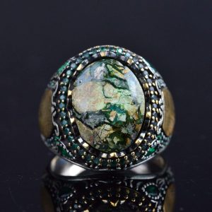 Gerçek Doğal Arizona Turkuaz Taş Yüzük, Minimalist Yüzük, 925 Ayar Gümüş Erkek Yüzük (Model-9) - Görsel 6