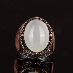 Davud Yıldızı Yüzük | Cabochon Akuamarin Taşı | Huzurlu 925 Ayar Gümüş Erkek Yüzük | Netlik ve Sakin Tasarım - Görsel 4