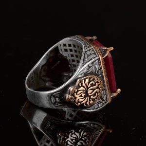 Gerçek Doğal Yakut Taşlı Erkek Yüzük, El Yapımı Kral Yüzüğü, 925 Ayar Gümüş Yüzük Erkekler İçin - Görsel 7